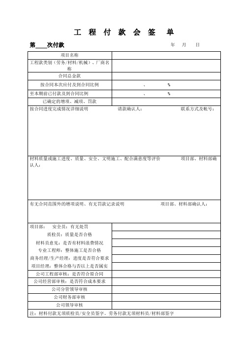 1.工程付款会签单样本