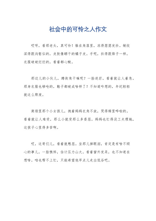 社会中的可怜之人作文