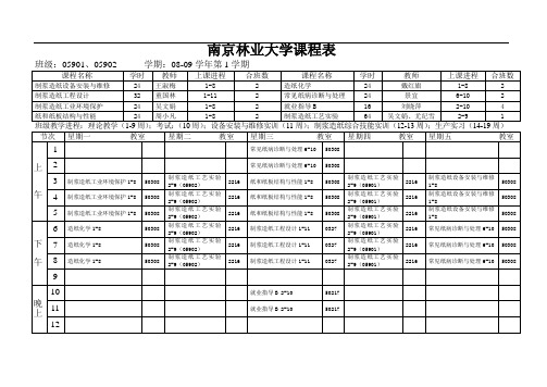 南京林业大学课程表