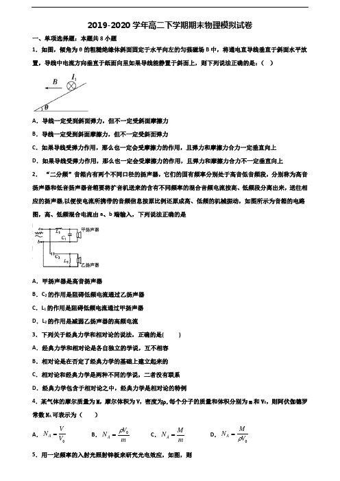 ★试卷3套汇总★合肥市2020年高二物理下学期期末质量检测试题