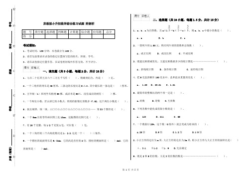 苏教版小升初数学综合练习试题 附解析