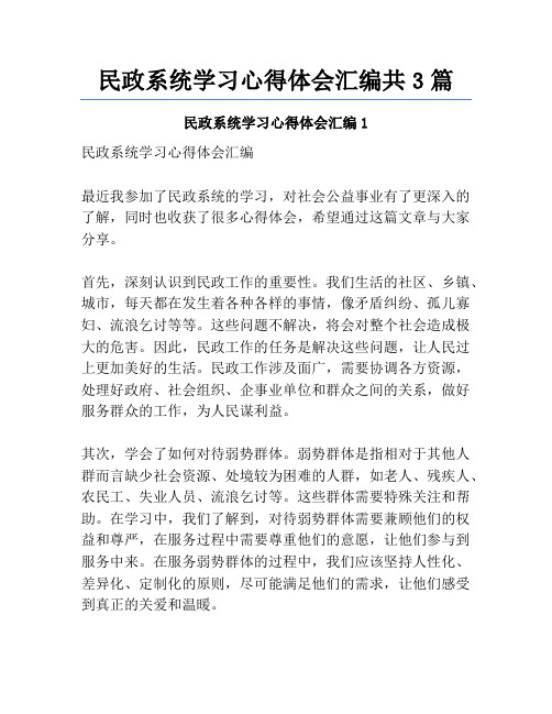 民政系统学习心得体会汇编共3篇