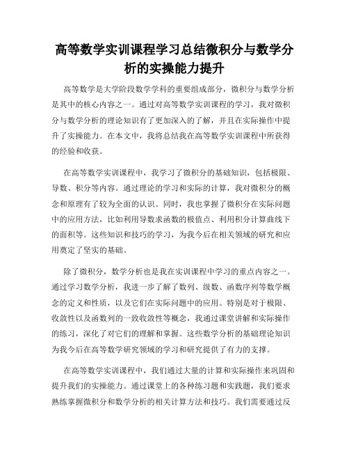 高等数学实训课程学习总结微积分与数学分析的实操能力提升