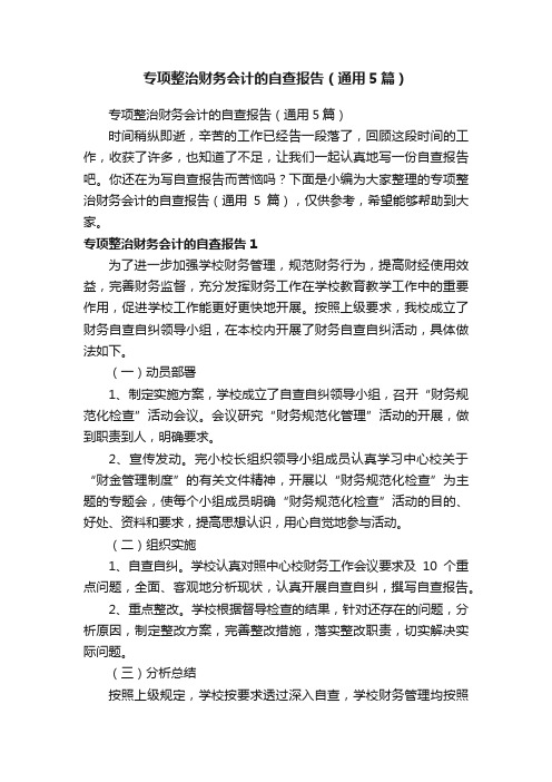 专项整治财务会计的自查报告（通用5篇）