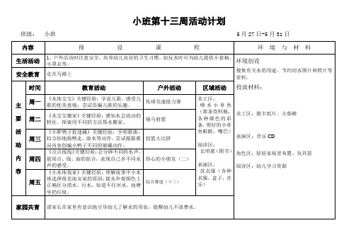 第十三周周计划