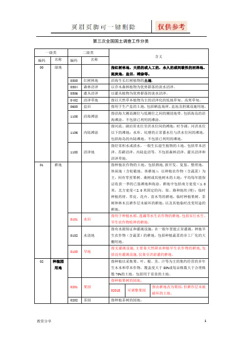 最新三调工作分类(沐风教育)