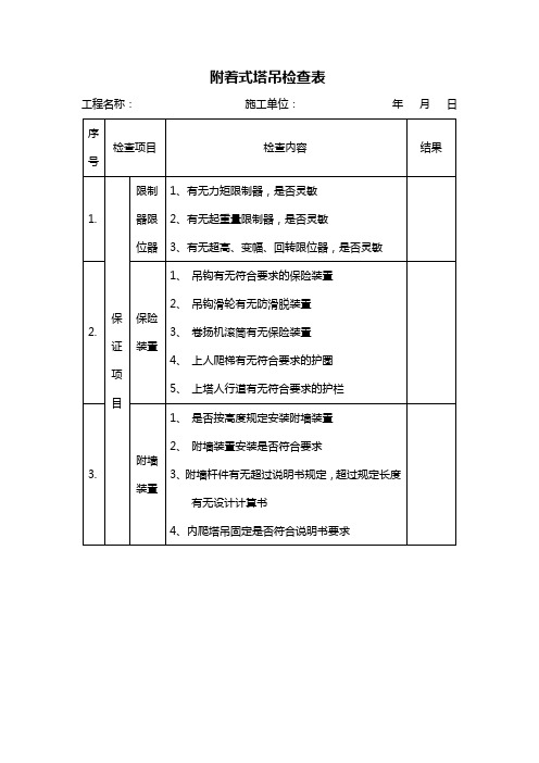 附着式塔吊检查表