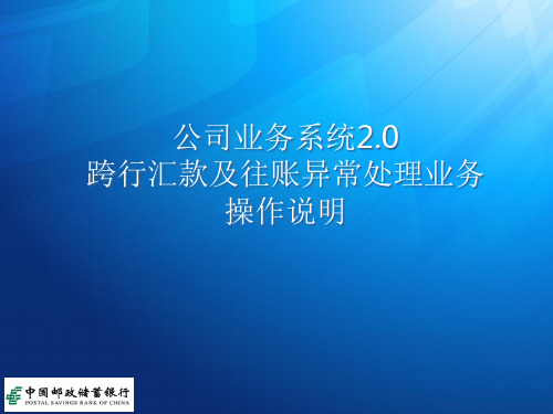 跨行汇款及往账异常处理业务操作说明(PPT53张)