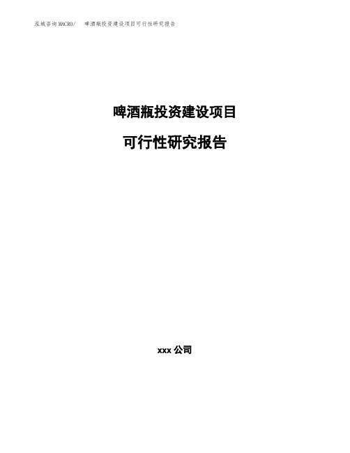 啤酒瓶投资建设项目可行性研究报告