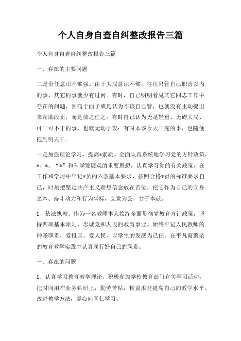 个人自身自查自纠整改报告三篇