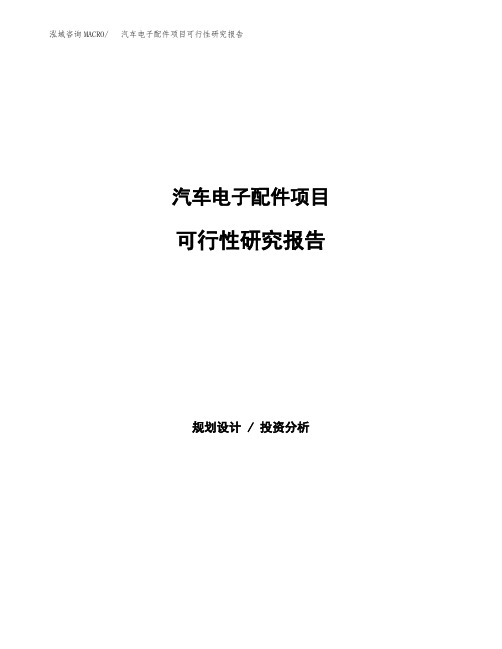 汽车电子配件项目可行性研究报告模板及范文