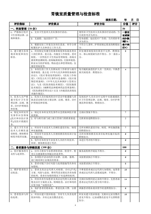 内镜室医疗质量评价体系与考核标准