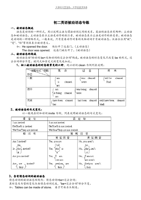 初二英语被动语态