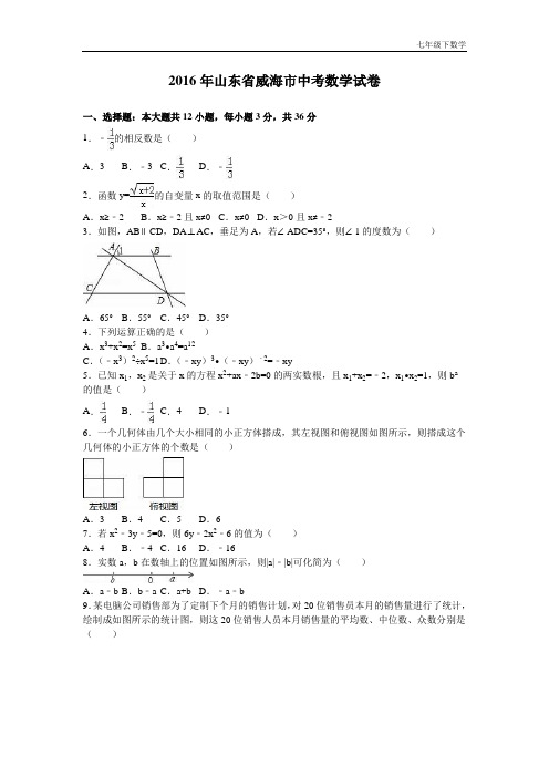 山东省威海市中考试题