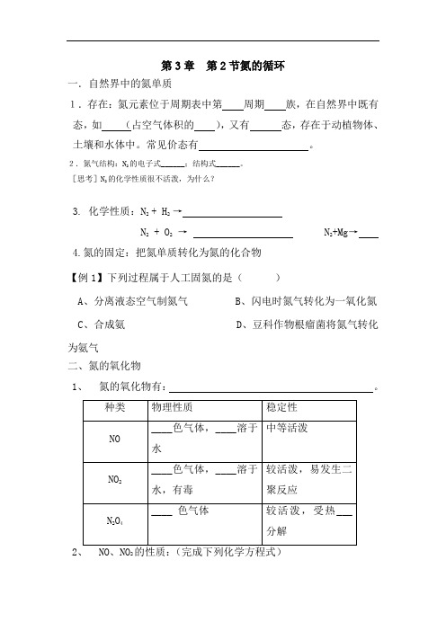 最新高中化学-高二化学氮的循环 精品