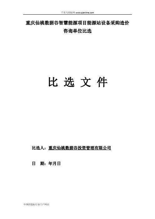 智慧能源项目能源站设备采购造价咨询单位比选招投标书范本