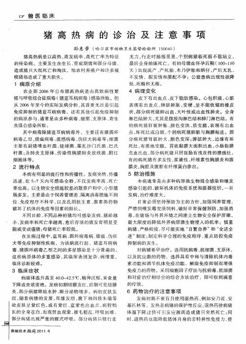 猪高热病的诊治及注意事项