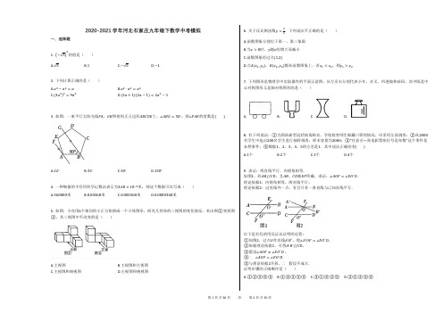 2020-2021学年河北石家庄九年级下数学中考模拟