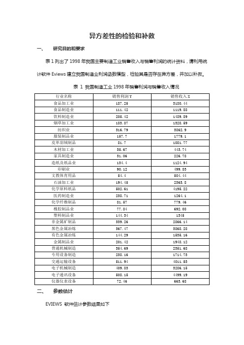 异方差性的检验和补救