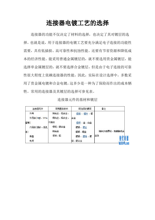 连接器电镀工艺的选择