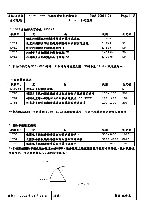 fanuc 18MC伺服调整参数