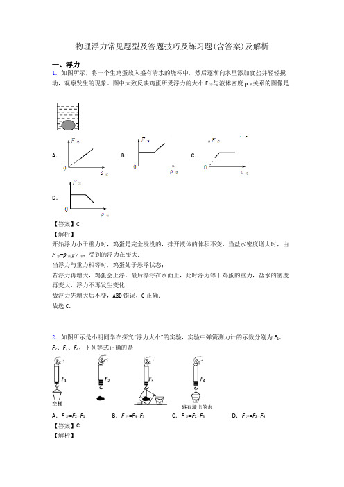 物理浮力常见题型及答题技巧及练习题(含答案)及解析