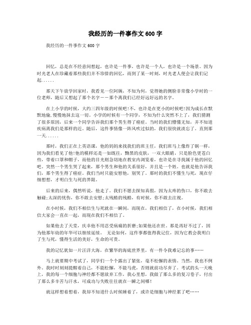 我经历的一件事作文600字