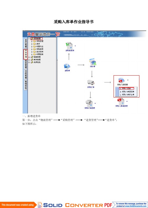 采购入库单,退货单指导