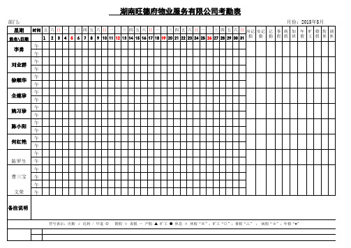 5月考勤模板