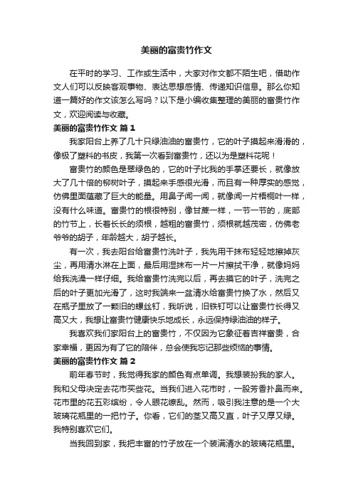 美丽的富贵竹作文（精选31篇）