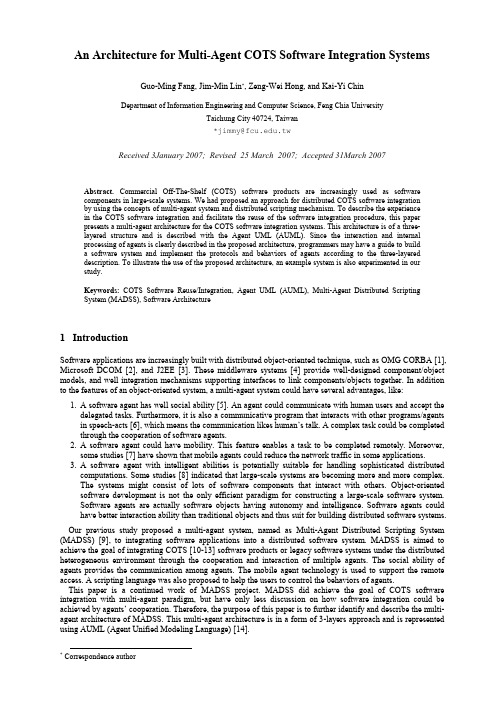 An Architecture for Multi-Agent COTS Software Integration Systems