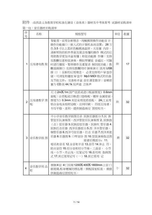 岳西县义务教育学校标准化建设(音体美)器材及中考