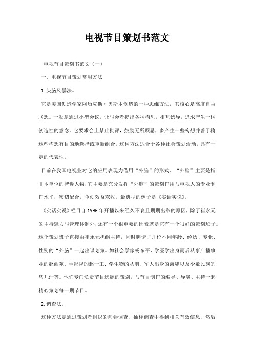 电视节目策划书范文