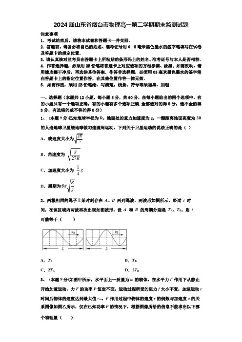 2024届山东省烟台市物理高一第二学期期末监测试题含解析