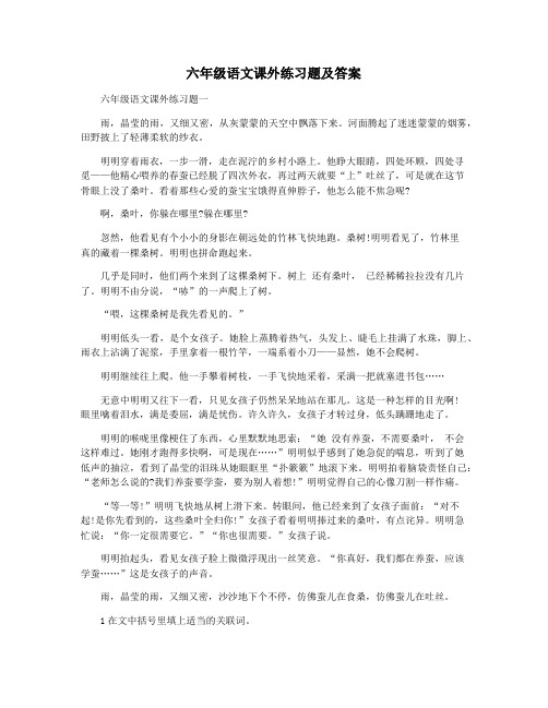 六年级语文课外练习题及答案