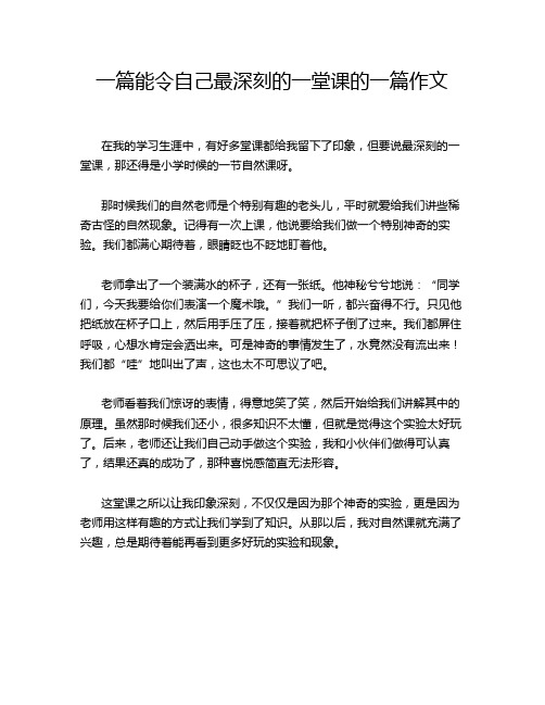 一篇能令自己最深刻的一堂课的一篇作文