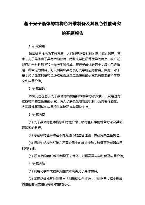 基于光子晶体的结构色纤维制备及其显色性能研究的开题报告