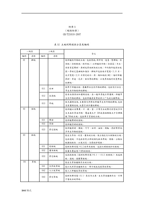 全国土地用途分类表