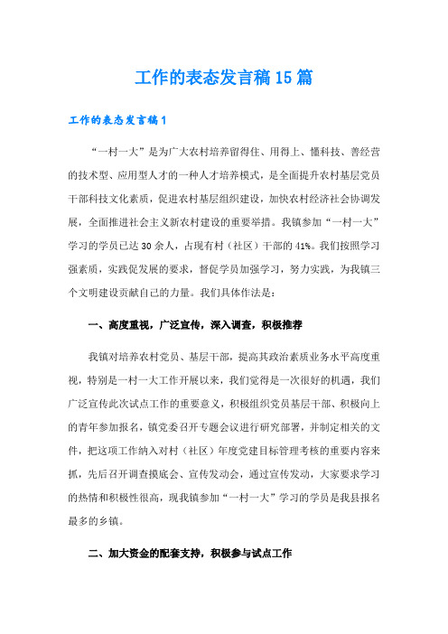 工作的表态发言稿15篇