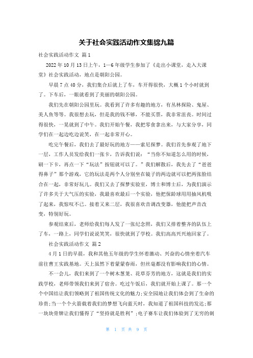 关于社会实践活动作文集锦九篇