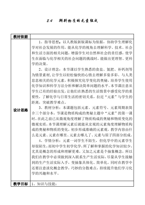 科粤新课标九年级上册初中化学《第二章 空气、物质的构成 2.4 辨别物质的元素组成》_1