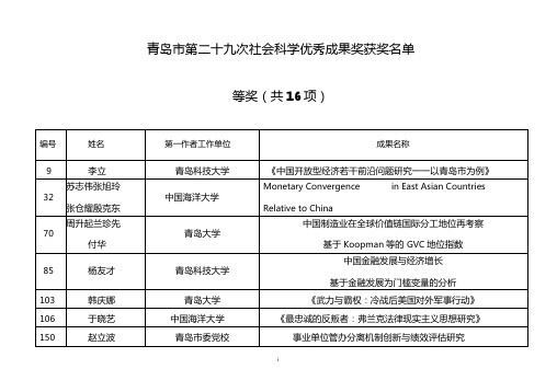 青岛第十六次社会科学优秀成果奖申报成果登记表-青岛社科网