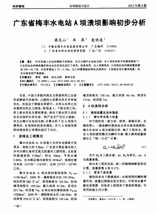 广东省梅丰水电站A坝溃坝影响初步分析