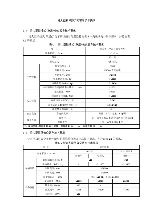 特大型和城郊公交客车技术要求