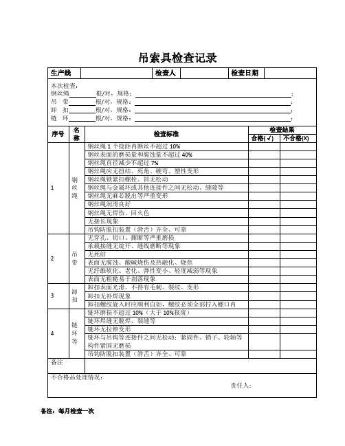 吊索具检查标准