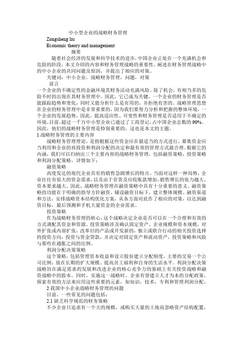 中小型企业的战略财务管理 外文译文