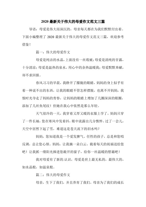 2020最新关于伟大的母爱作文范文三篇