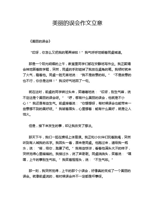 美丽的误会作文立意