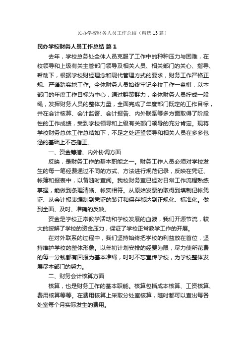 民办学校财务人员工作总结（精选13篇）