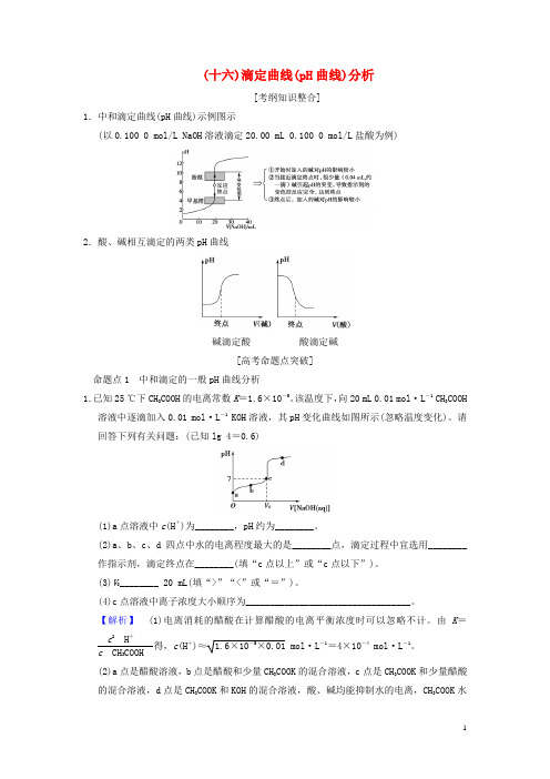 (全国通用)2019版高考化学一轮复习第8章水溶液中的离子平衡专项突破16滴定曲线(pH曲线)分析学案